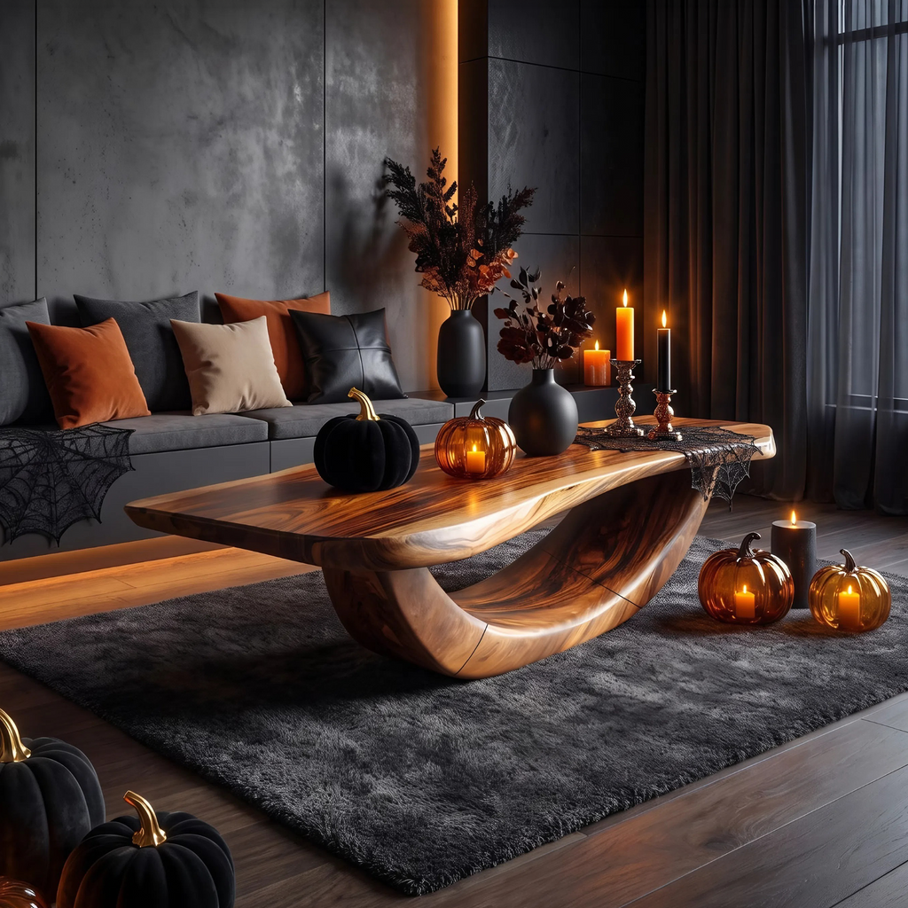 Farmhouse Wooden Live Edge Coffee Table Living Room Decor
