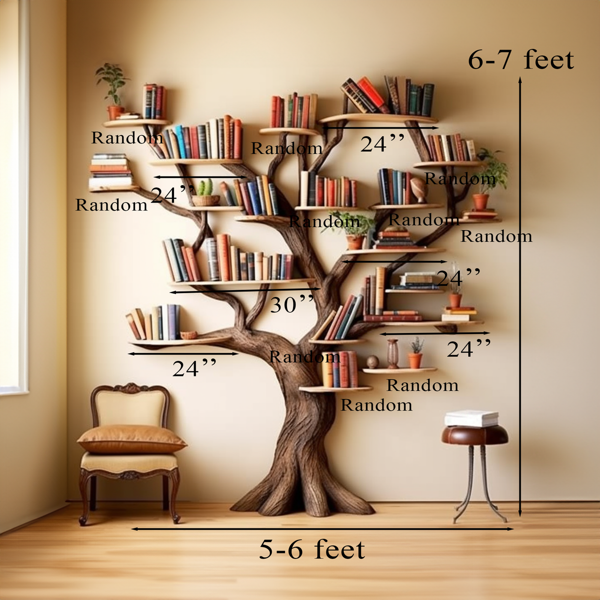 Tree Branch Floating Bookshelf Decor