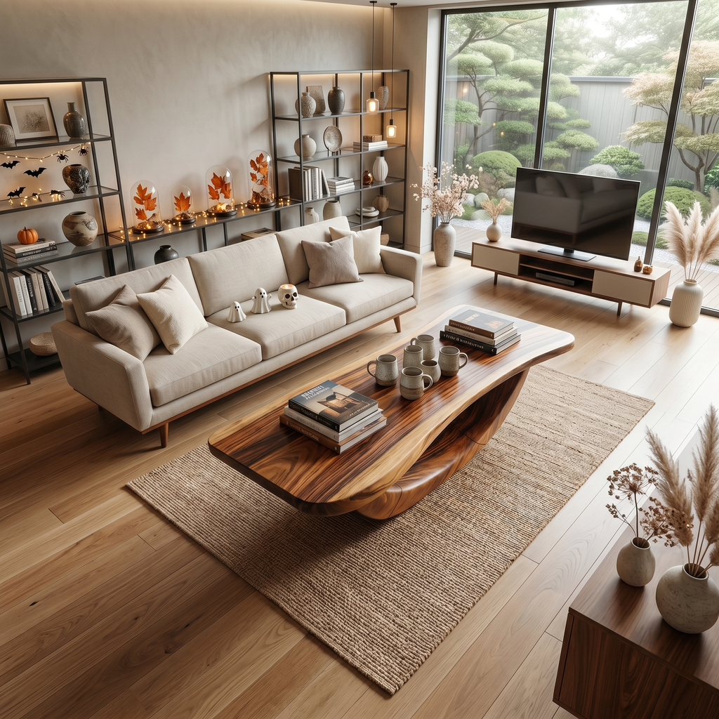Farmhouse Wooden Live Edge Coffee Table Living Room Decor