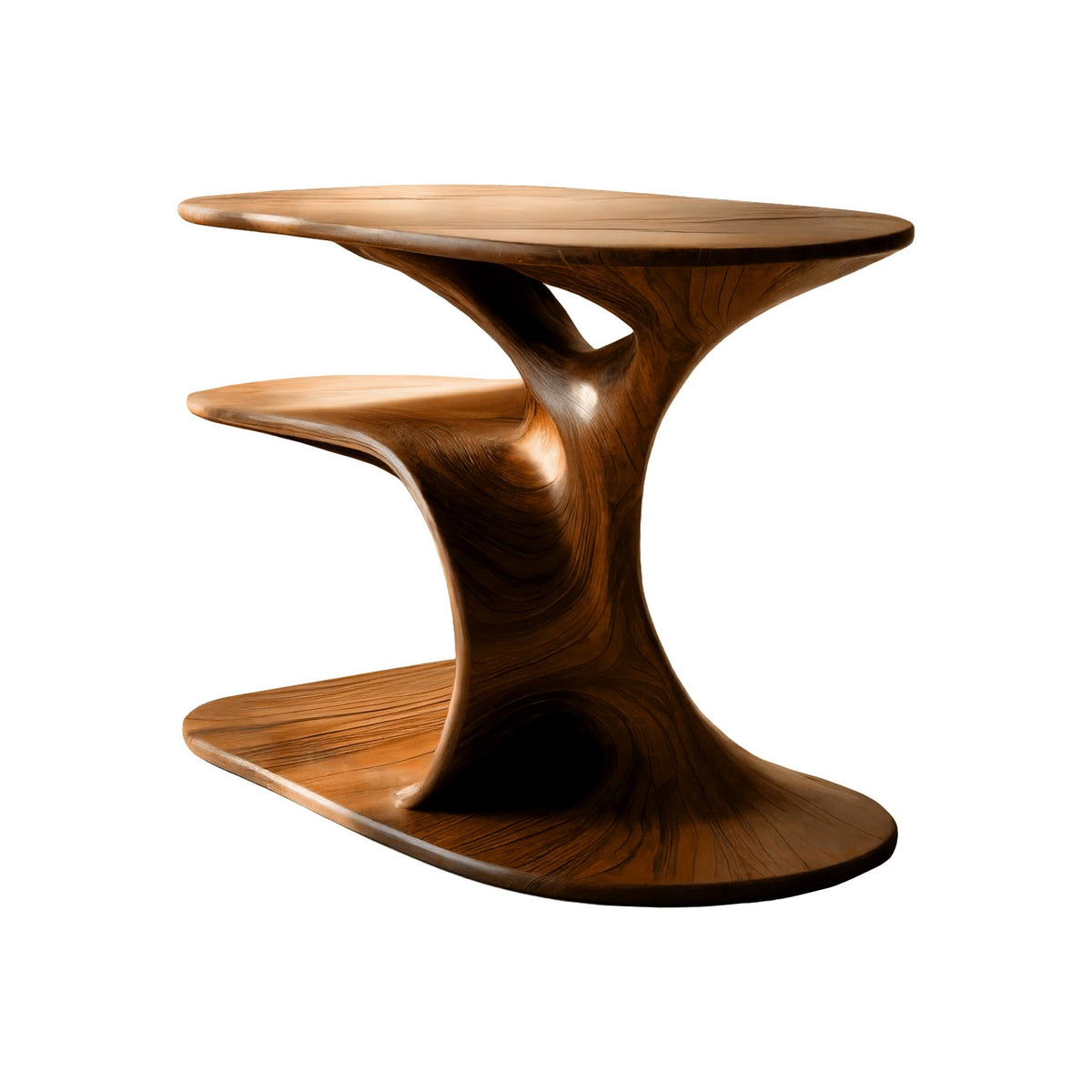 Audelle Fluid Form Solid Wood Record Player Stand