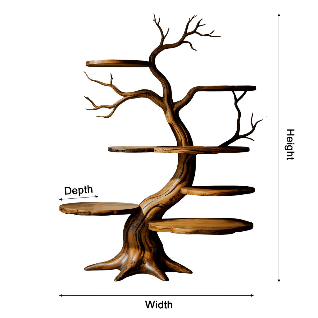 Everwood Sculpted Timber Tree Bookshelf