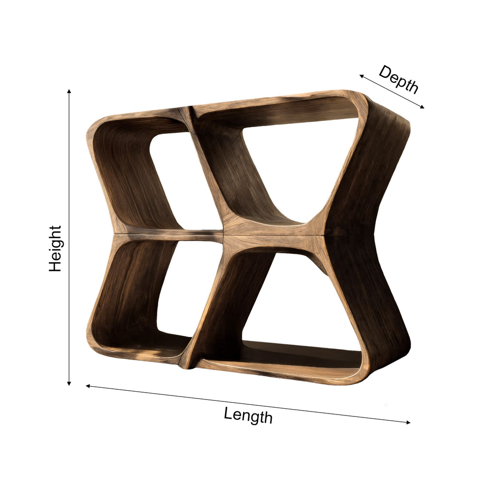 Harmona Sculpted Solid Wood Record Player Stand With Storage