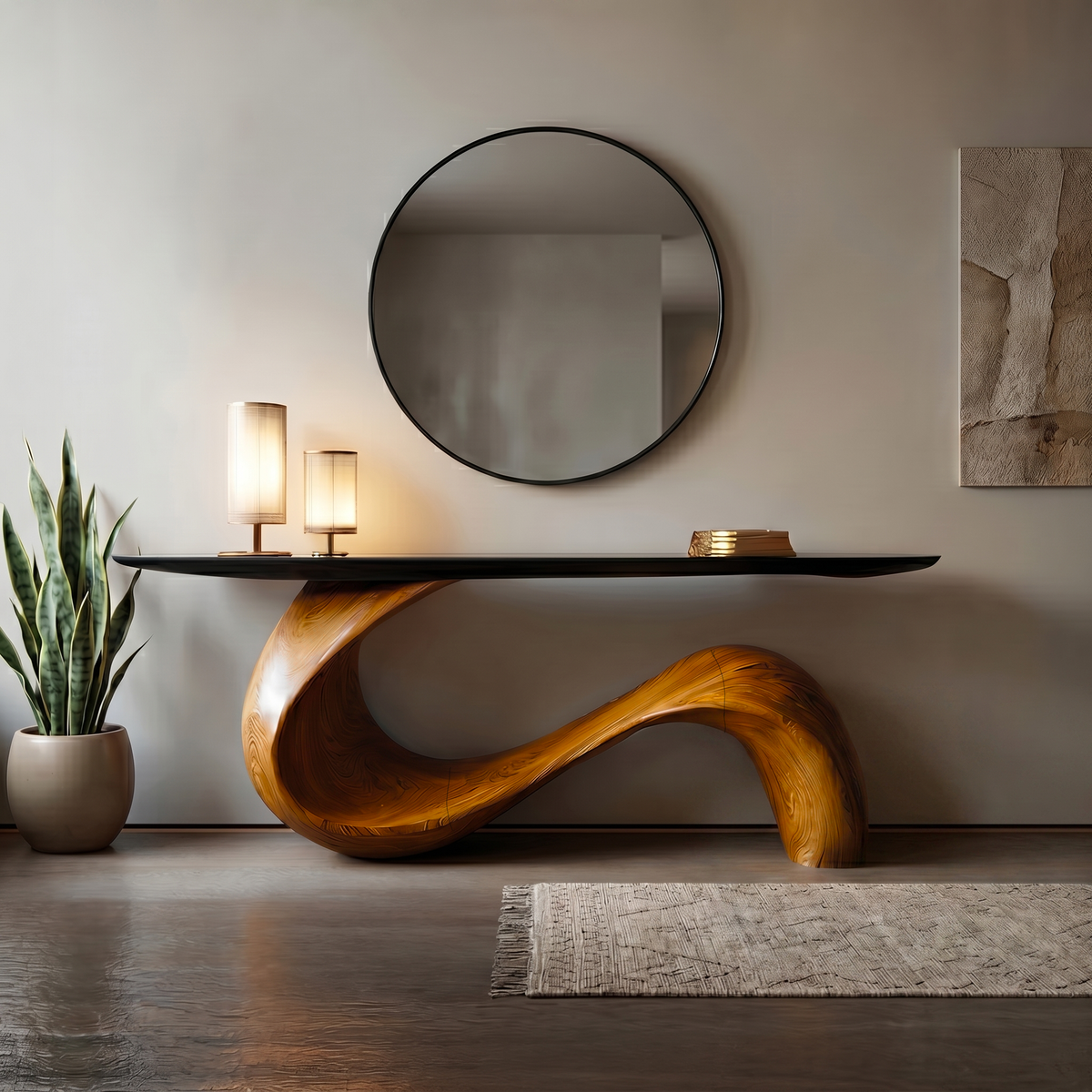 Midcentury Sculptural Console Table Entryway