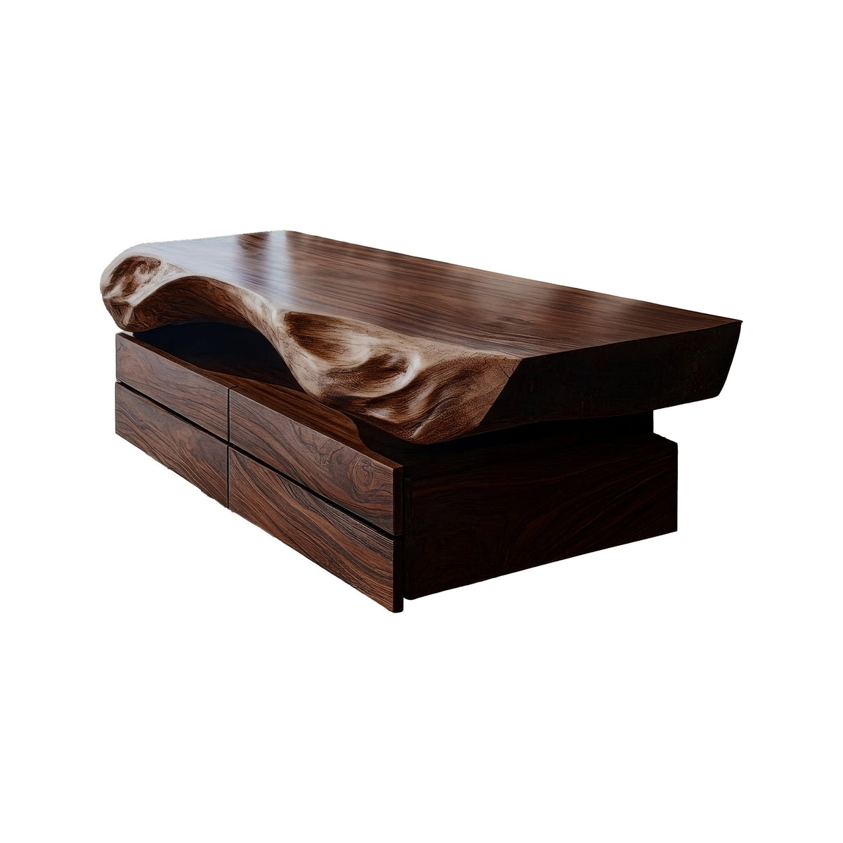 Seravik Live Edge Solid Wood Floating Bathroom Vanity With Drawers
