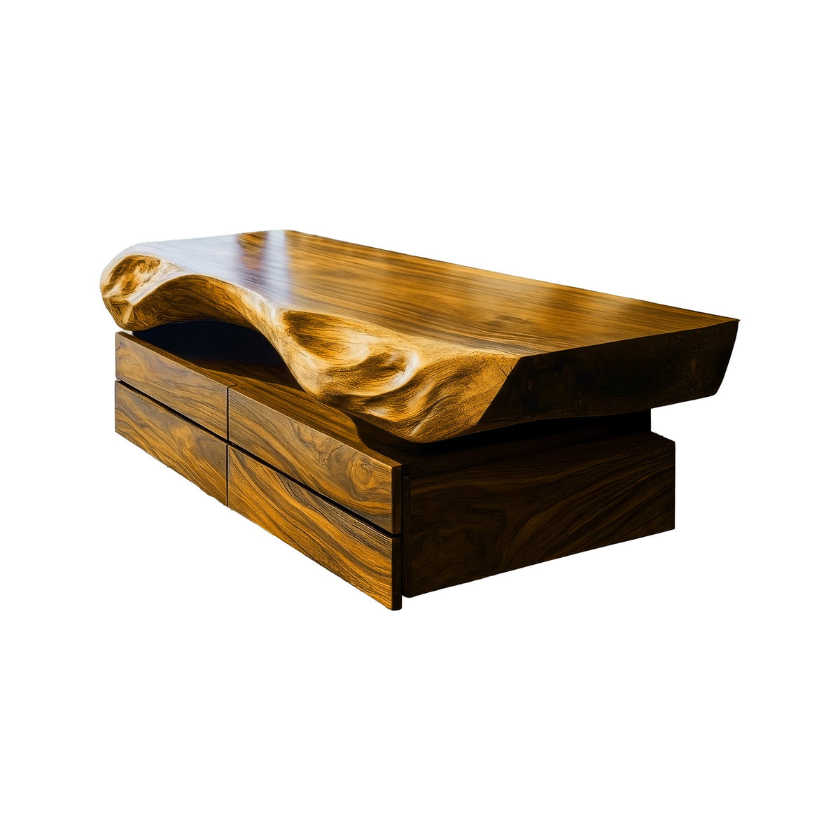 Seravik Live Edge Solid Wood Floating Bathroom Vanity With Drawers