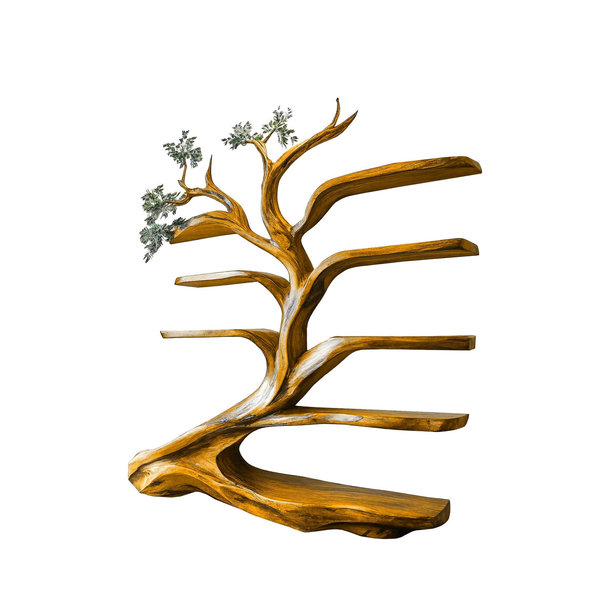 Sylvara Flow Handcrafted Live Edge Tree Bookshelf