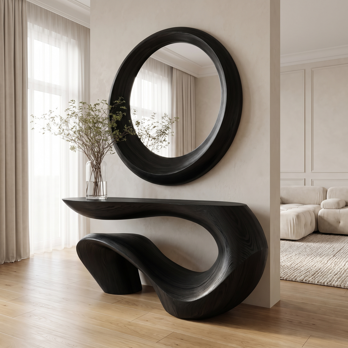 Vaelrith Sculpted Solid Wood Console Table