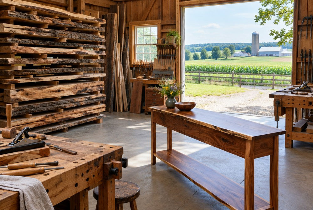 Organic Console Tree Design Live Edge & Solid Wood Furniture | Valley Road Woodworks